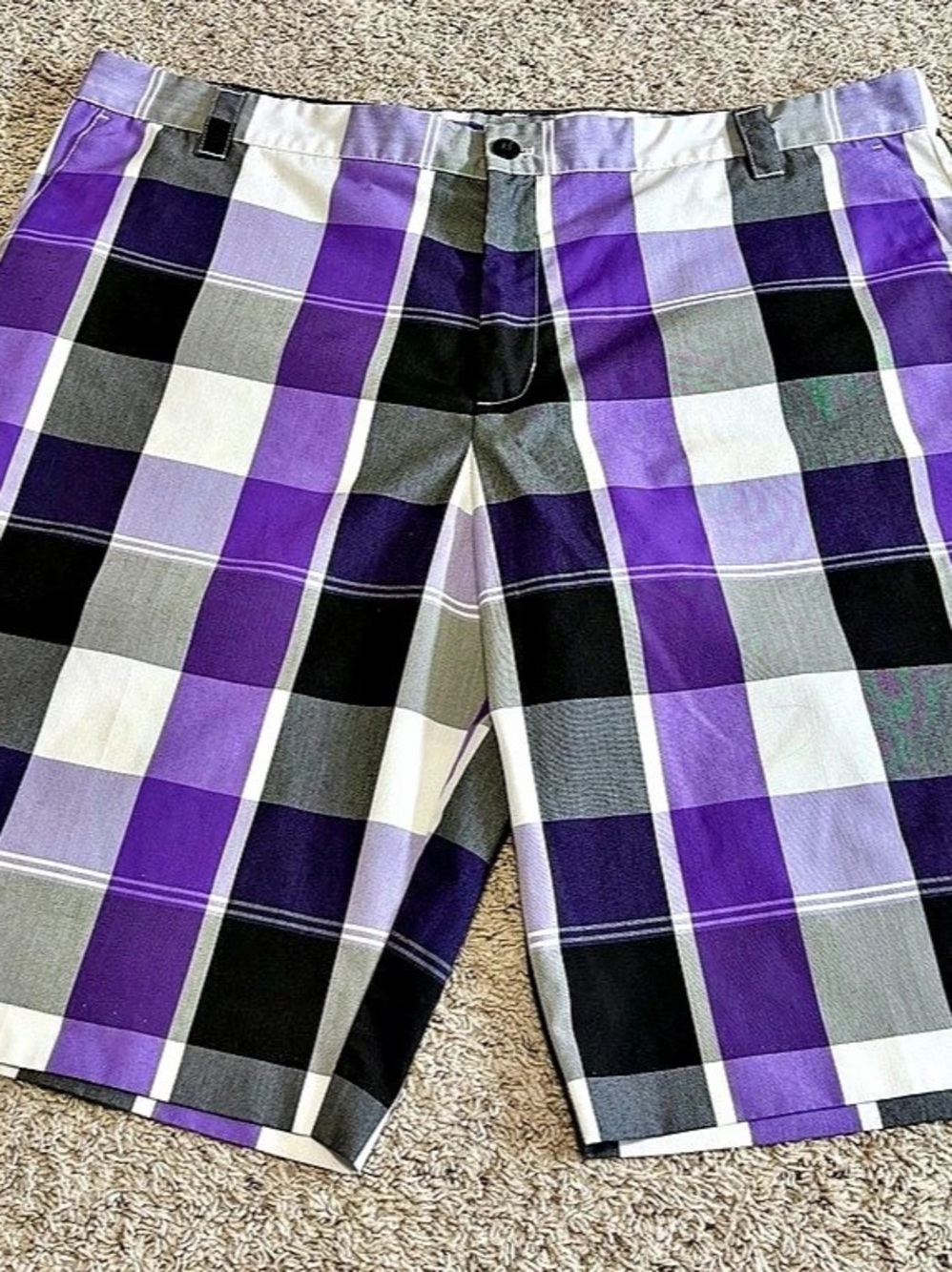 adidas Plaid Shorts in Purple & Black Size 42